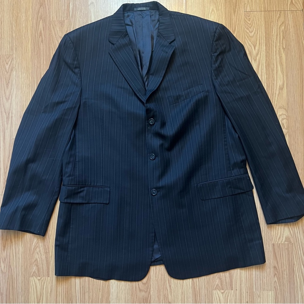 Hart Schaffner Marx Blazer Pinstripe Wool Sports Coat Jacket Men’s 46L Made USA